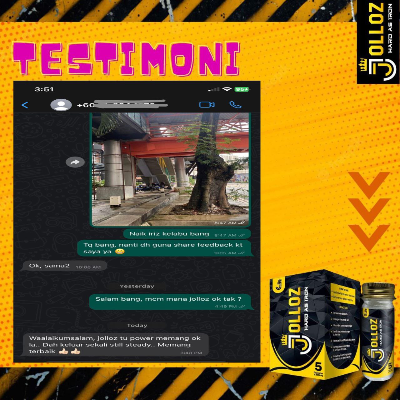 Testimoni pelanggan JOLLOZ 01