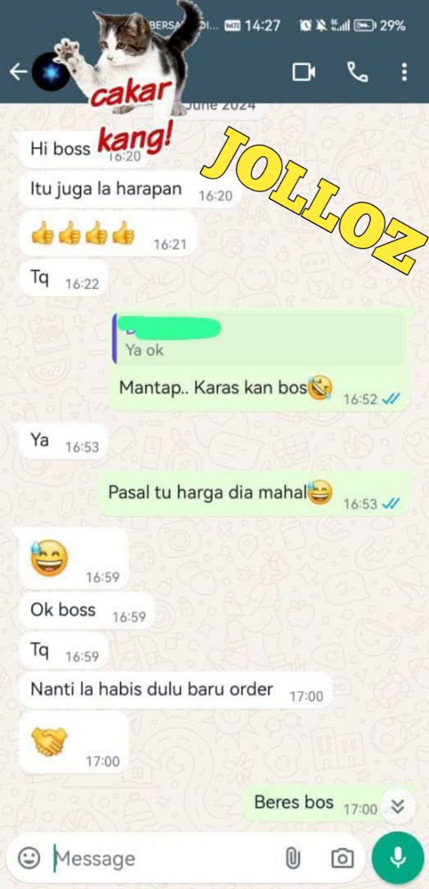 Testimoni pelanggan JOLLOZ 11
